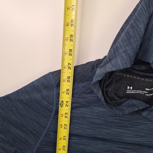 Under Armour Threadborne HeatGear Hooded Long Sleeve Shirt Men Size S Blue - Picture 9 of 9